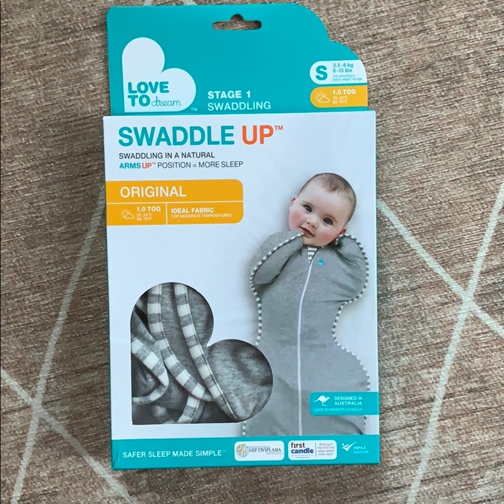 NWT - Love to Dream Gray Swaddle Up - small